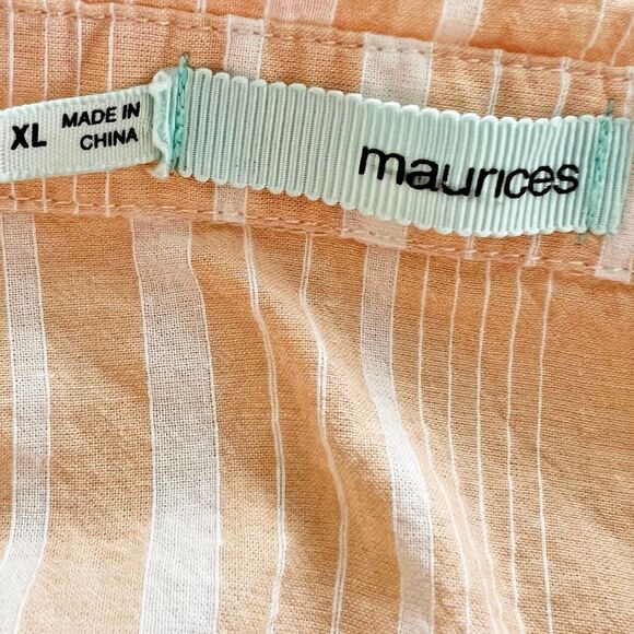 Maurices Peach Striped Tie Front Button Down Shirt size XL - Picture 3 of 7